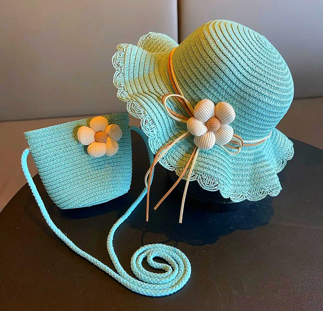 Summer girl’s sun hat and bag for girls,children’s summer beach sunscreen fishing cap [“Summer Style Made Simple.”]