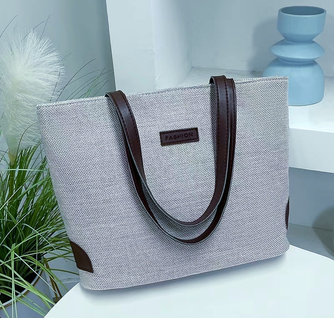 simple solid color hemp tote bag new large capacity women’s shoulder and handbag fashion women’s bag
