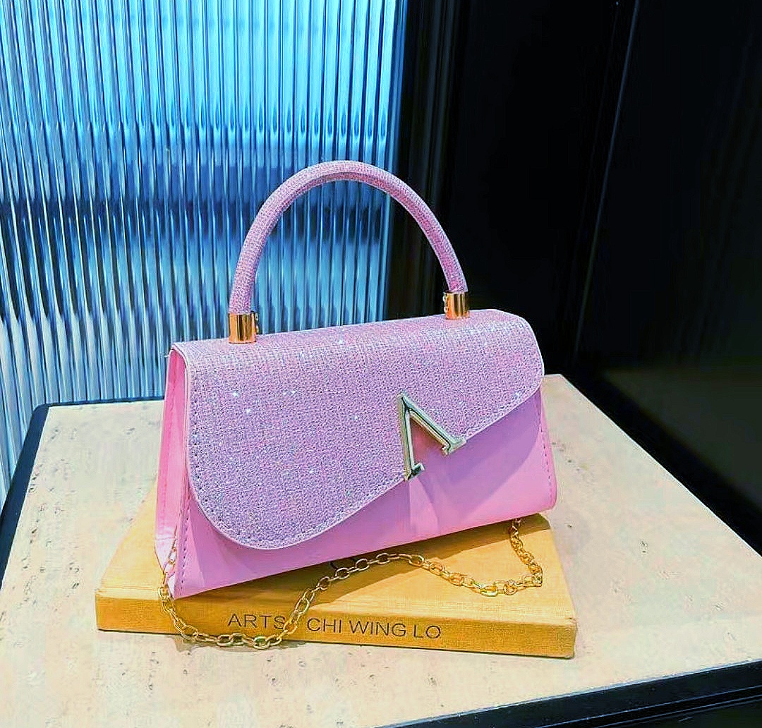 shiny new fashion versatile high-end design handbag for women single shoulder crossbody pink