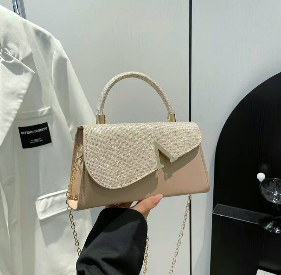 shiny new fashion versatile high-end design handbag for women single shoulder crossbody grey